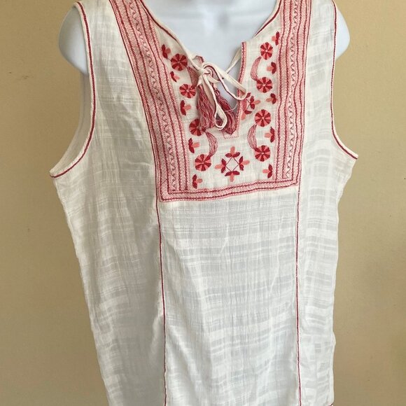 NWT - MAX STUDIO White / Red Tank Top - Sz L - Picture 4 of 10